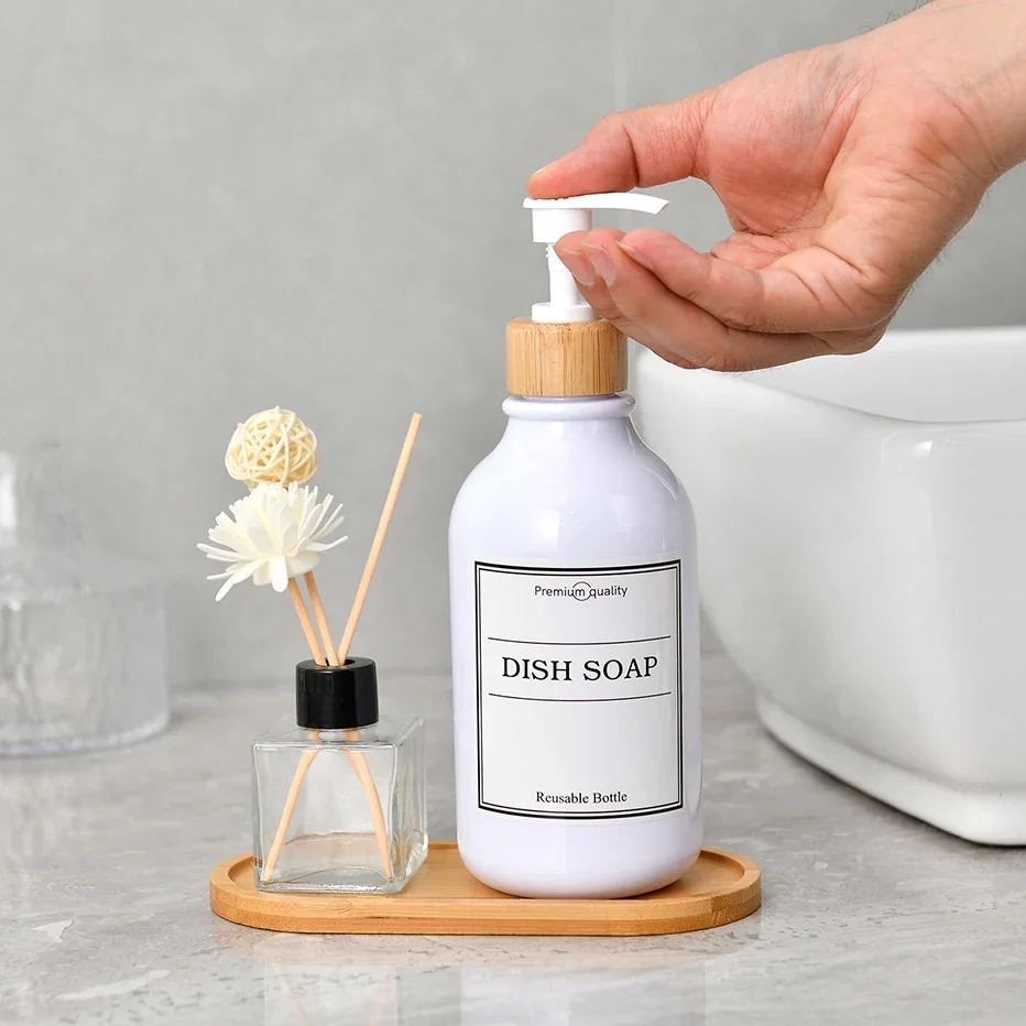 Wooden Soap Dispenser Tray Vanity Countertop Bottles Organizer Holder Round Square Candles Jewelry Storage Tray for Bathroom