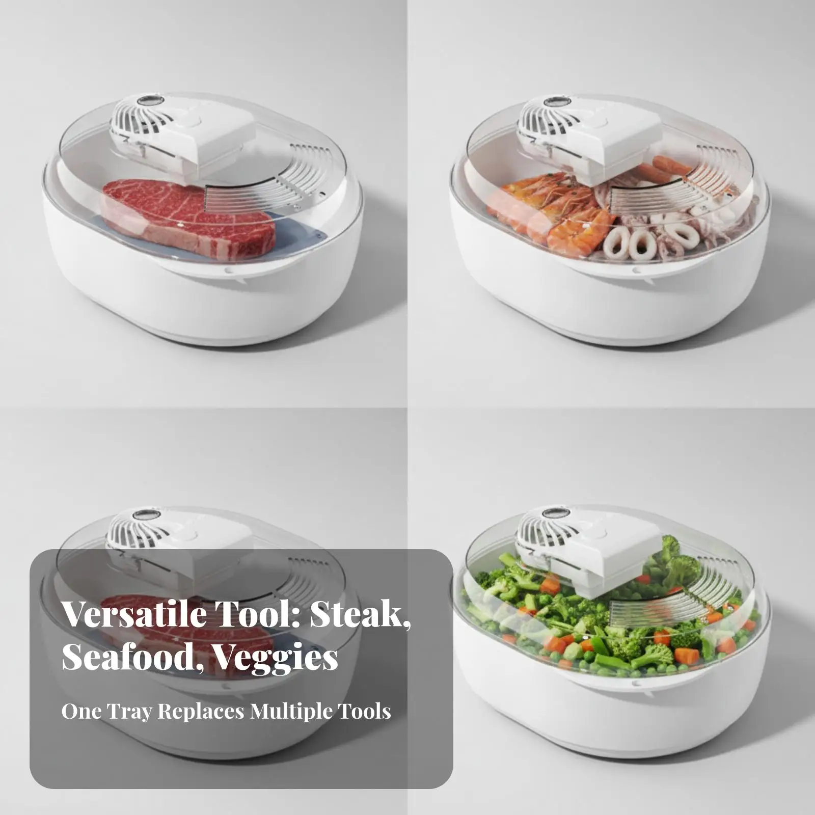4 in 1 Upgrade Meat Defroster Plate with Drain Tray and Basin for Frozen Steak Fish Thawing Kitchen Gadget view 5