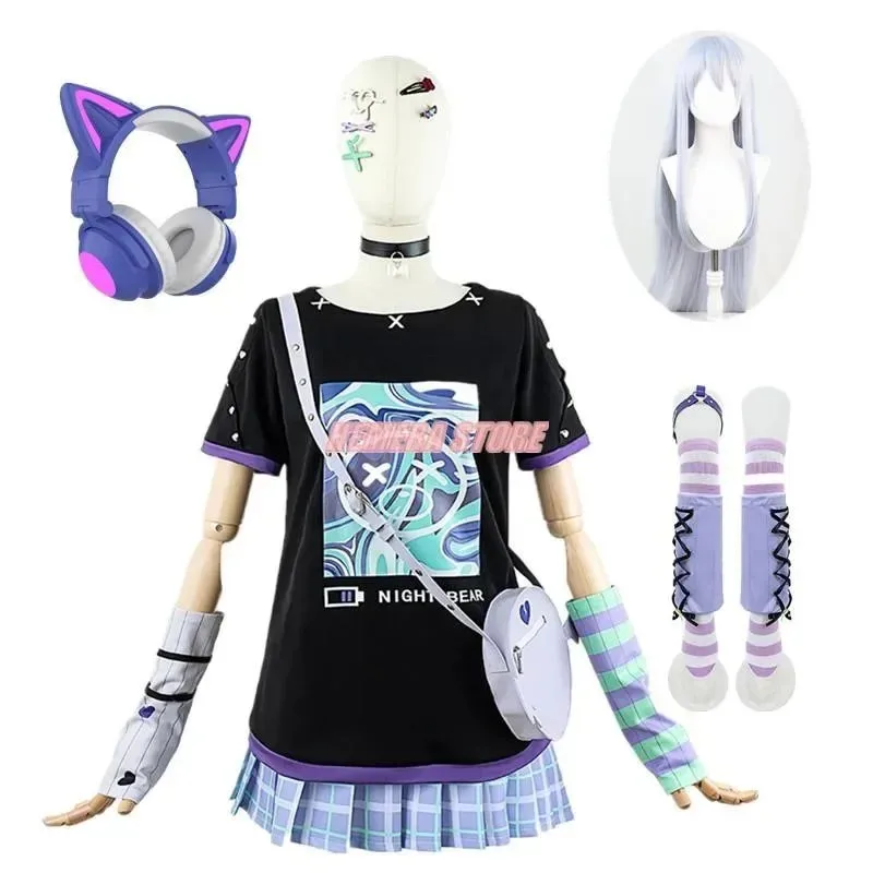 Proyecto Sekai colorido escenario hazaña 25:00 en Nightcord Yoisaki Kanade disfraces Cosplay bolsa de peluca trajes de mujer horquillas de juego de rol