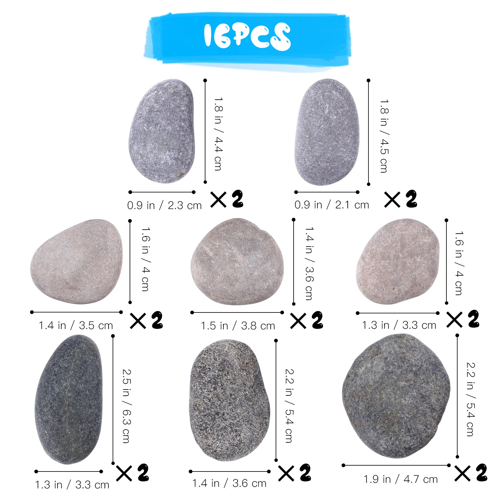 16 pezzi di pietre naturali per pittura, pietre di superficie arrotondate e lisce per disegno fai da te, allenamento artigianale, abilità d'arte per bambini, decorazione per acquario