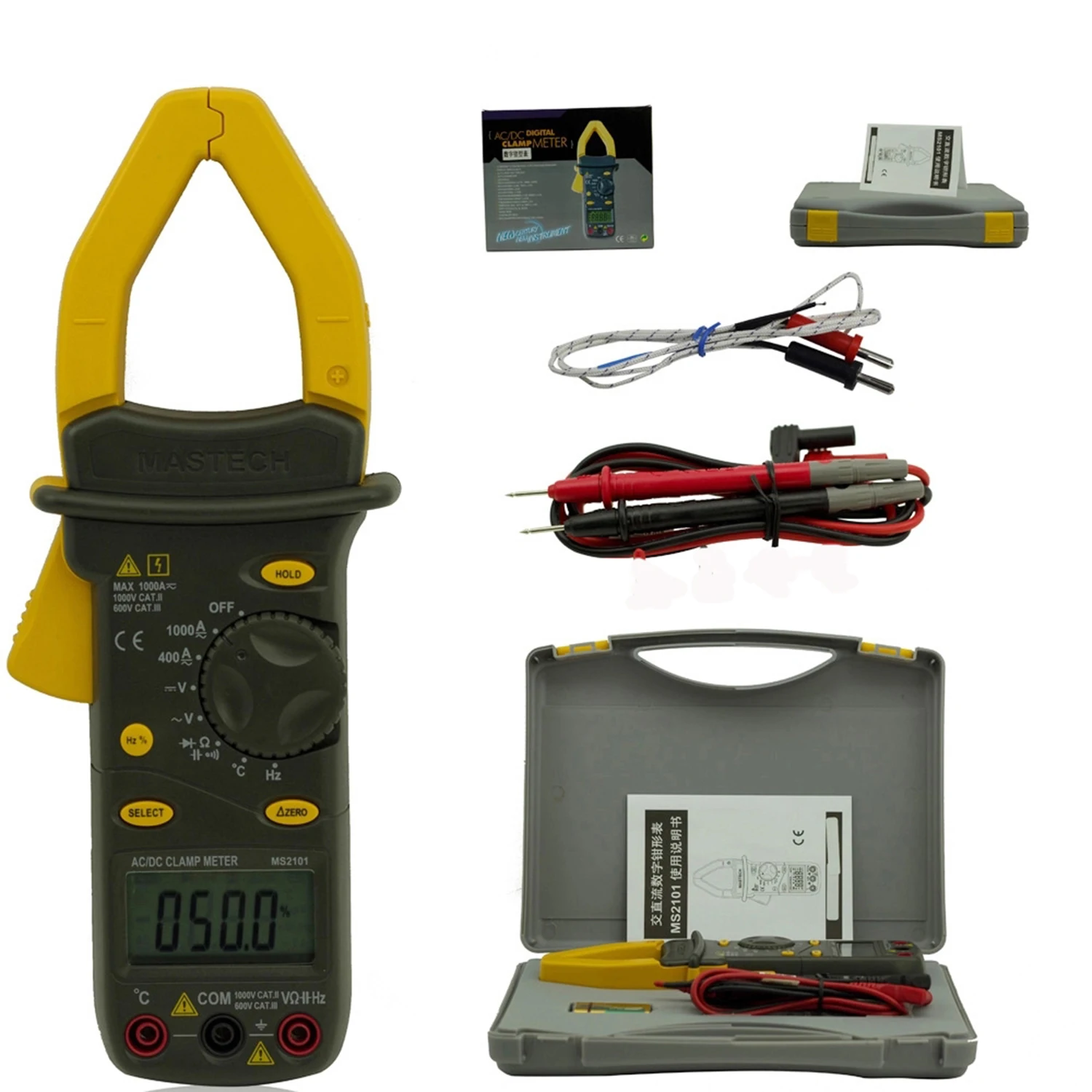 MASTECH MS2001 MS2001C MS2101 AC Current Digital Clamp Meter High Precision AC High Current Automatic Capacitor Tool Maintenance