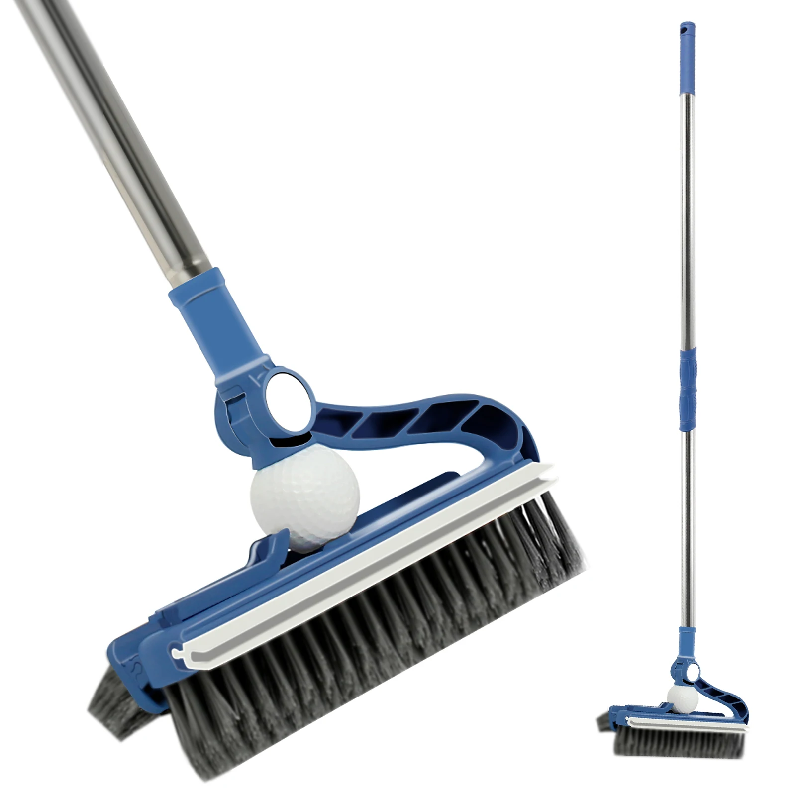 

Floor Scrubbing Brush with Retractable Handle 180° Rotatable Floor Cleaning Brush with Scraper Stiff Bristles Floor Scrape Brush