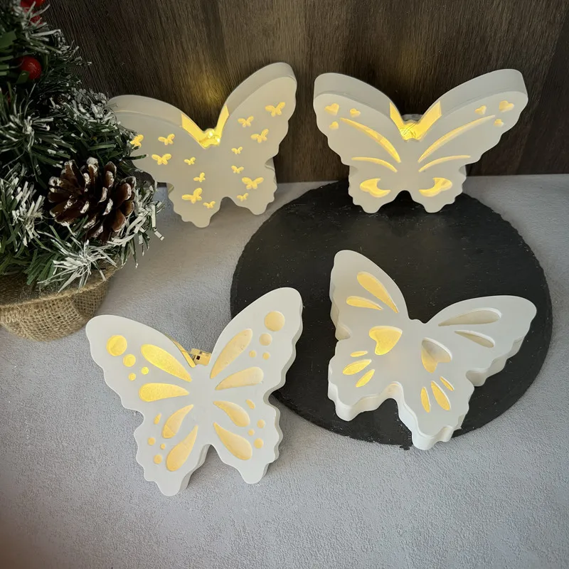 New 3D Hollow Splicing Butterfly Silicone Mold House Butterfly Ornaments Silicone Mold Lighting Candle Holder Plaster Mould