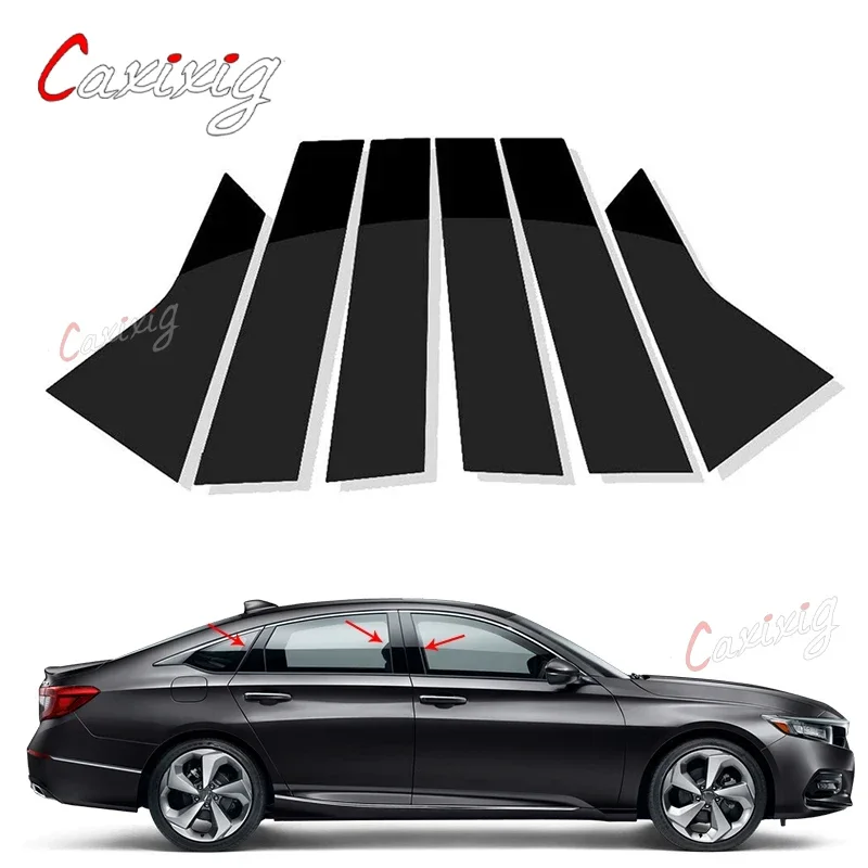 

6Pcs Door Window Pillar Posts Trim Covers Black Decoration Sticker Part for Honda Accord Sedan 2018 2019 2020 2021 2022