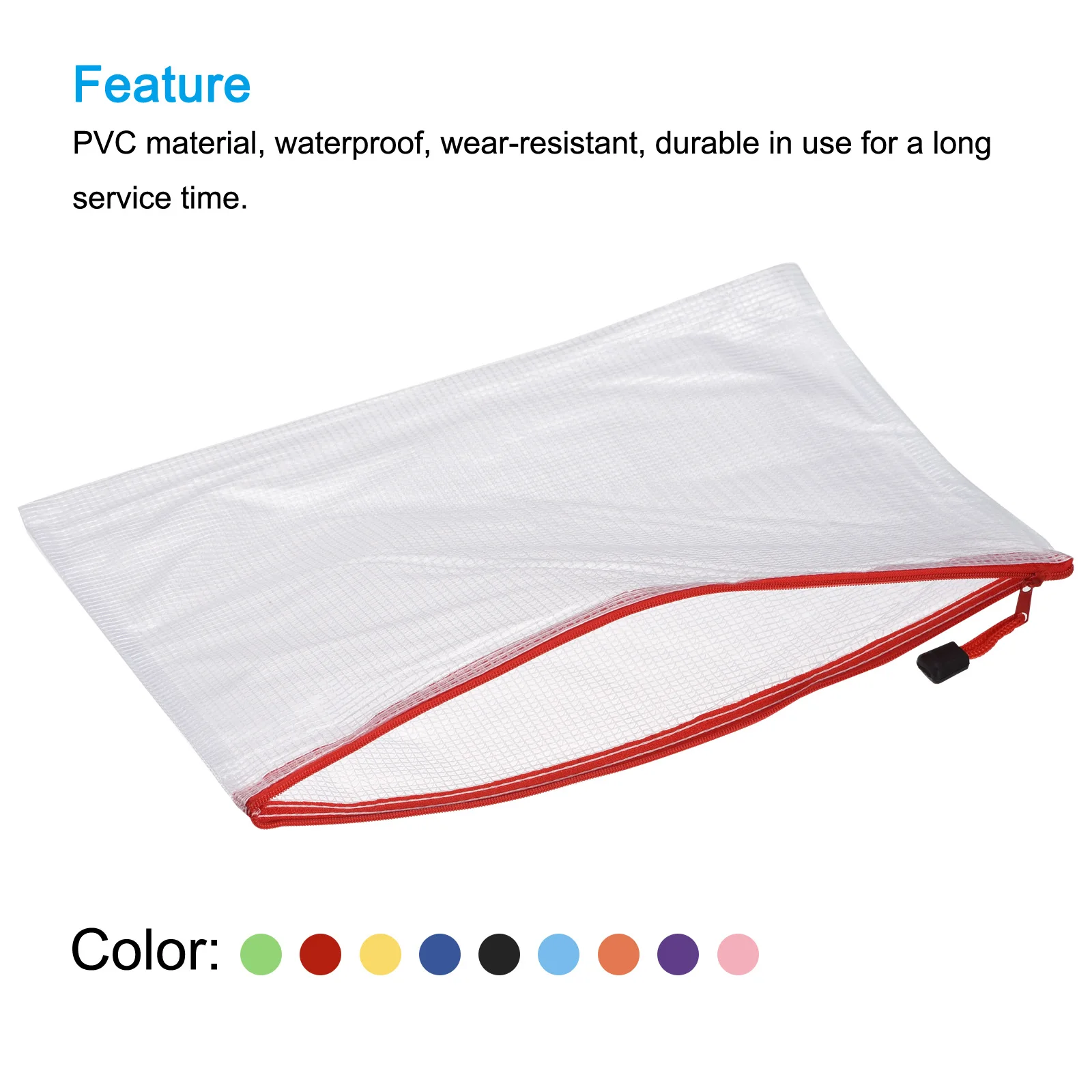 10/12pc 10Color Zipper Mesh Pouch A3 A4 Waterproof Zip File Bags Document Folders School Office Supplies Multipurpose Travel Bag