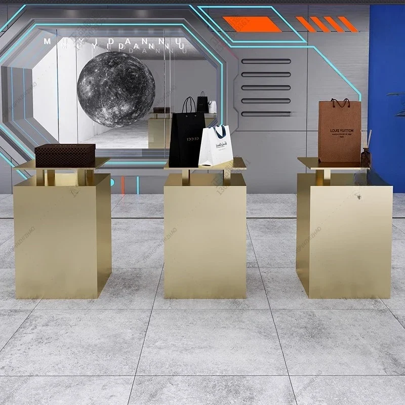 Stainless steel product display stand exhibition hall exhibition ornament display stand metal water table middle island table