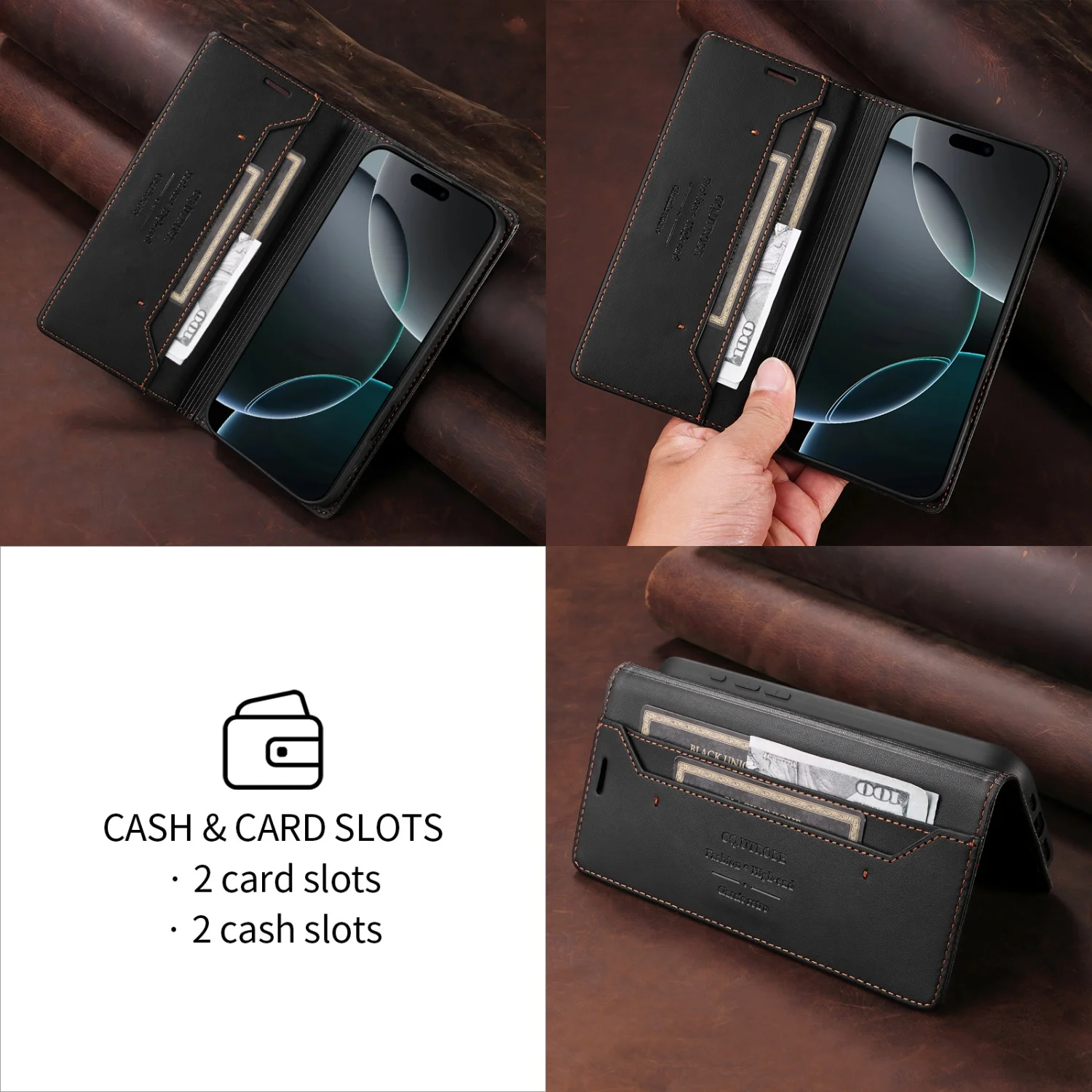 Luksusowe etui do Redmi Note 17 15 14 13 12 Pro Plus 5G 4G, etui typu flip z magnesem, portfel, ochrona RFID, książka telefoniczna, funda do Xiaomi Redmi Note 10 11S — zdjęcie produktu 5