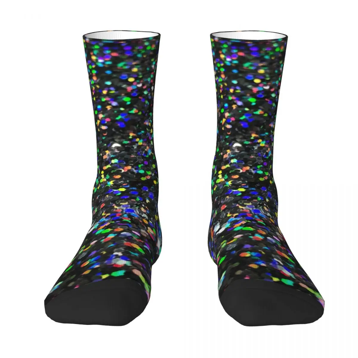 Multicolor Sparkle Stockings Black Glitter Print Custom Retro Socks Autumn Anti Bacterial Socks Couple Climbing Warm Soft Socks