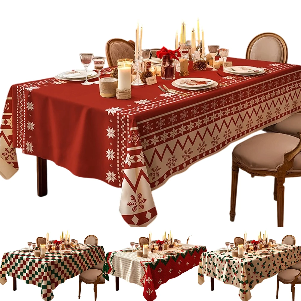

Christmas Thick Tablecloth Stain Resistant Dust-Proof Table Covers for Kitchen Dinning Tabletop Decoration Rectangular Скатерть