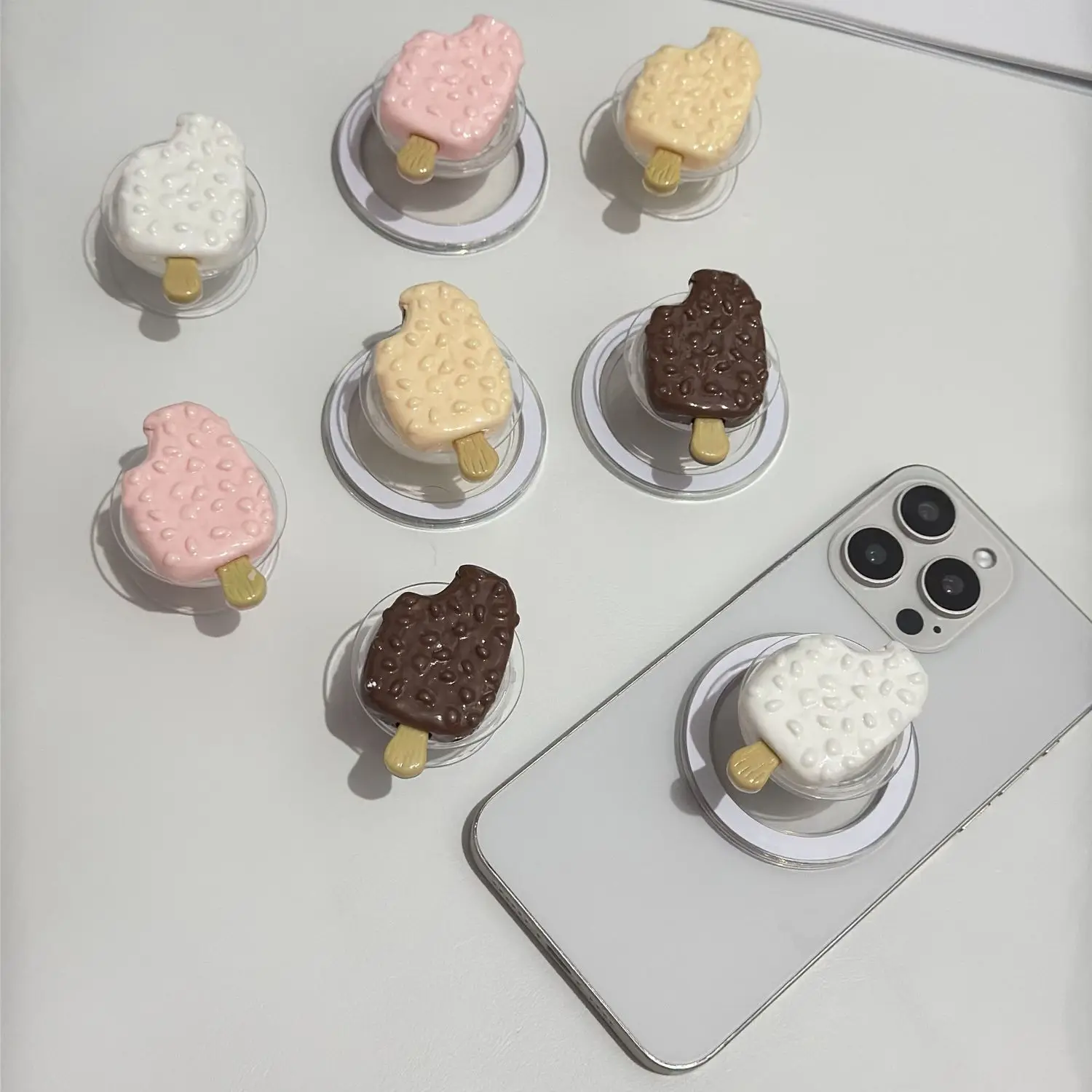 

Белое мороженое для Magsafe, магнитная ручка для телефона, подставка Tok Griptok для iPhone, забавный складной держатель для беспроводной зарядки