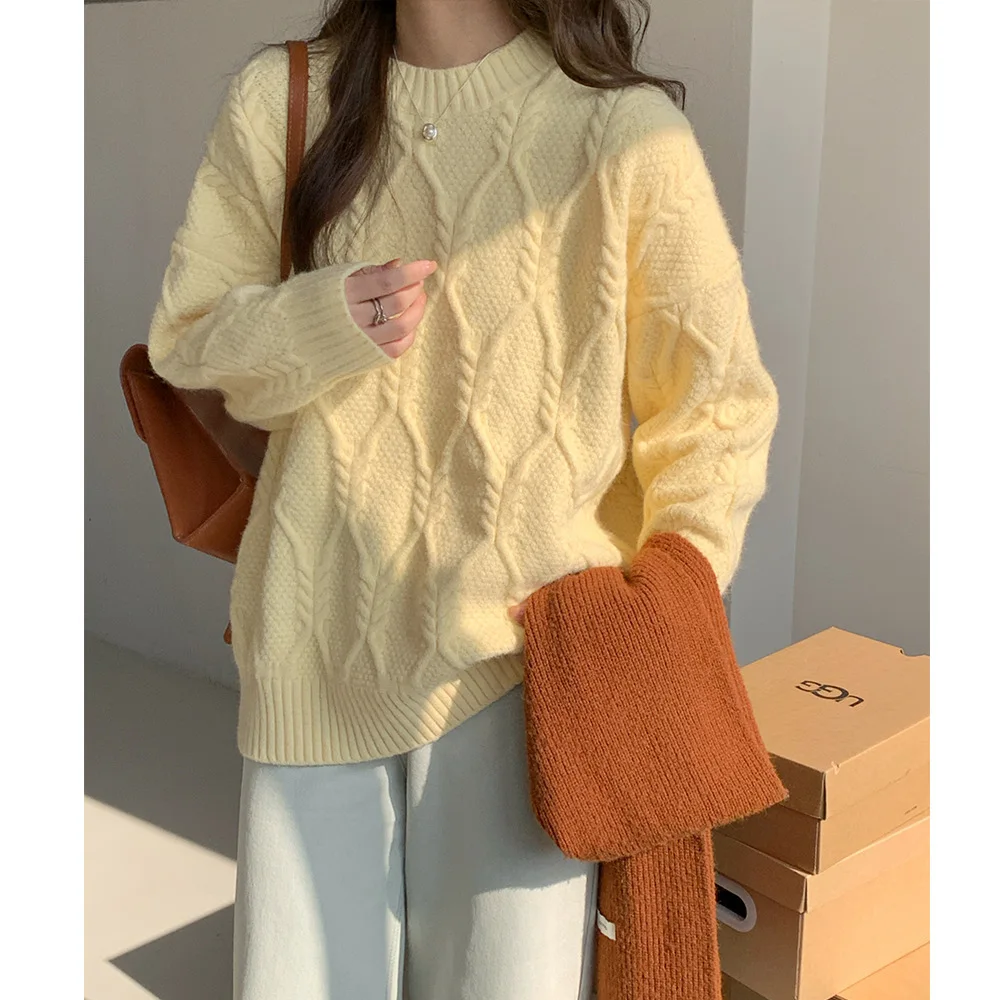 Pulls femmes chandails col rond manches longues pulls Y2k Streetwear élégant épissure tricot décontracté travail ample automne hiver 2025