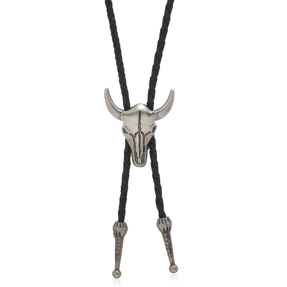Sue Che Men's Retro Bolo Tie Fashion Accessory with Skull Cow Head Design Trendy Accessory