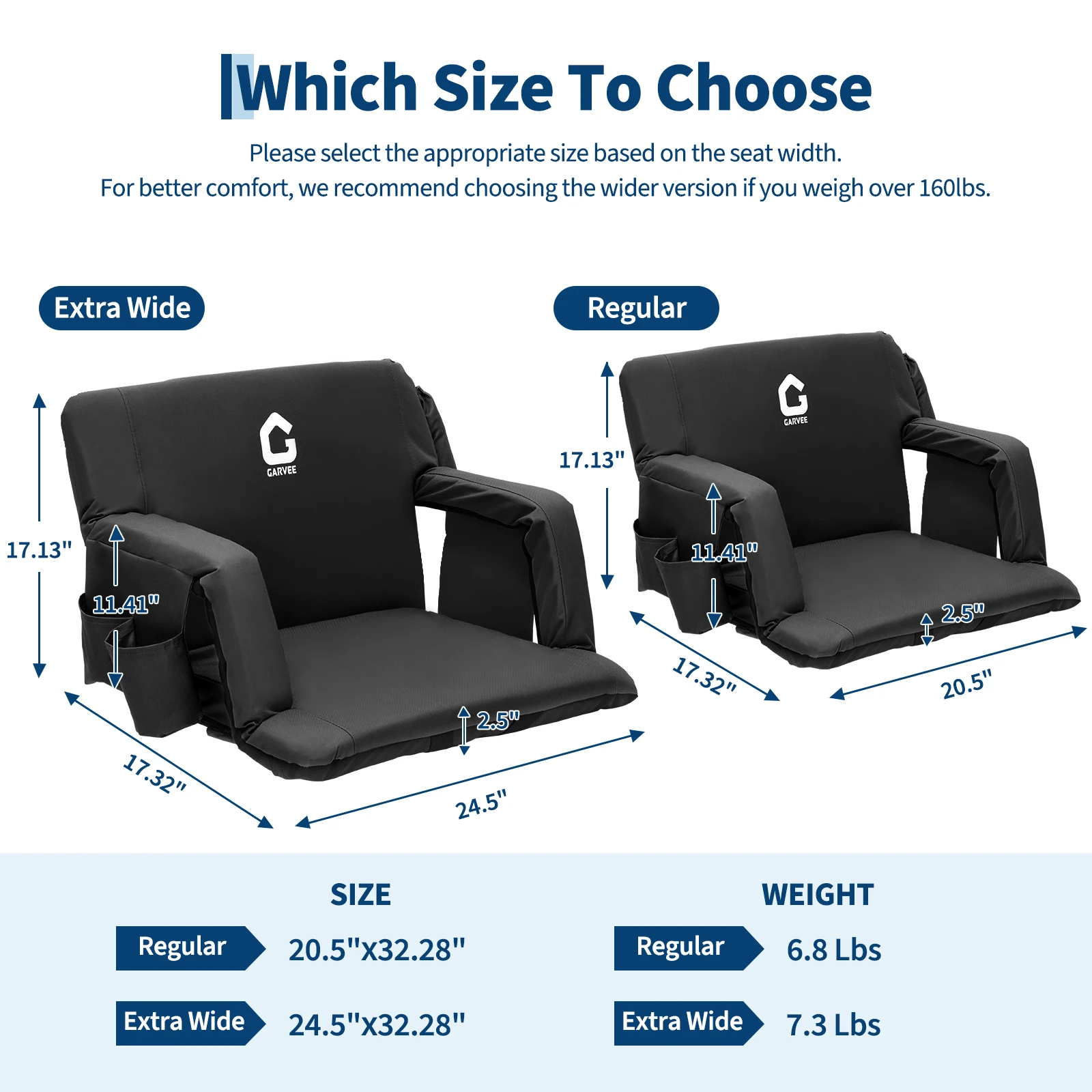 Stadium Seats with Back Support and Padded Cushion - Extra Wide 24.5