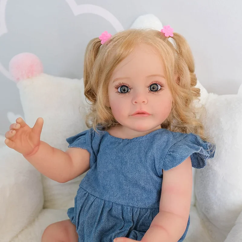 

55CM Reborn Toddler Girl Doll SueSue Waterproof Bathy Toy Hand-Detailed Paint with 3D look Visible Veins Full Body Silicone