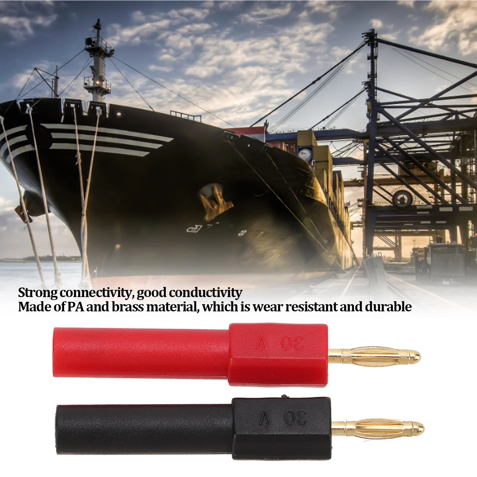 ZK20 5set Banana Plug Adapter PA Brass Material 2mm/0.08in Male to 4mm/0.16in Female Red Black Banana Connector