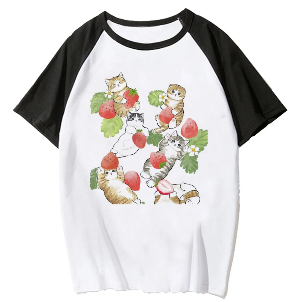 Strawberry t-shirts women athleisure pattern graphic tee top female manga harajuku comic clothes