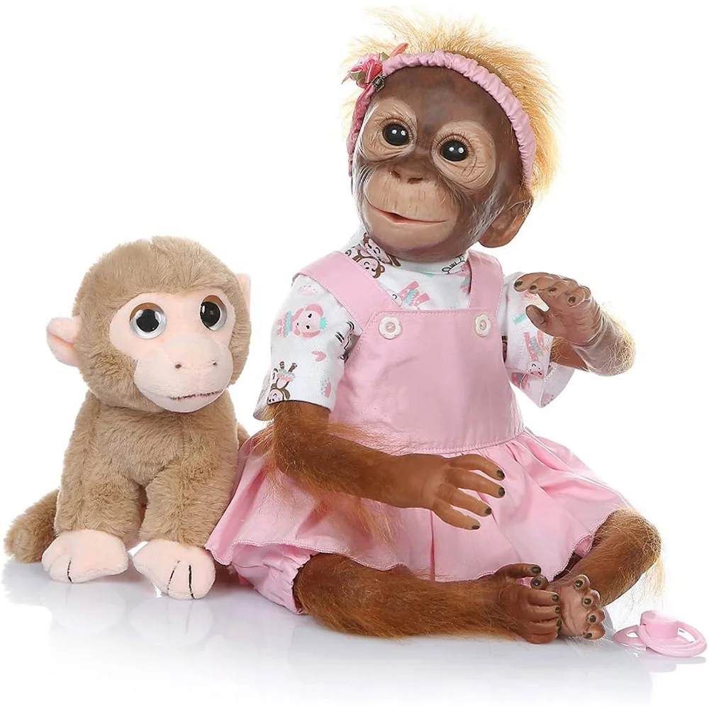 Muñeco mono realista de 50cm, vinilo de silicona, bebé Reborn, mono recién nacido como orangután Real, muñecas realistas para bebés, juguete para niños