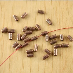 150pcs 5mm long ,2mm thick hole 1mm copper color 2sided circles pattern spacer bead H1888