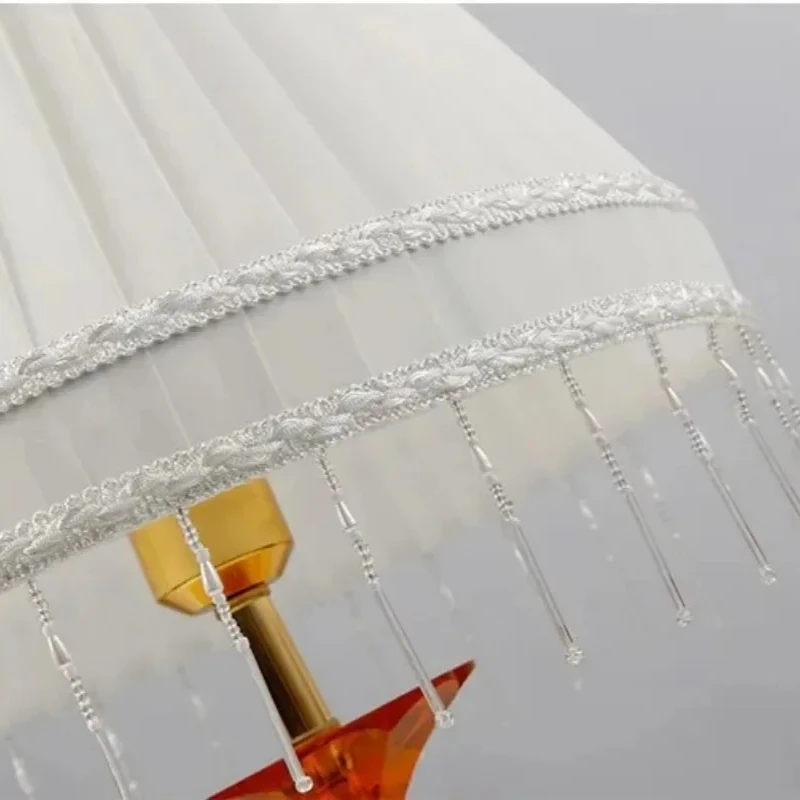 European Fringe Lampshades Fabric Bead Light Shade Lamp Cover for Floor Table Lamps Pendant Living Room Decor Lamp Shades