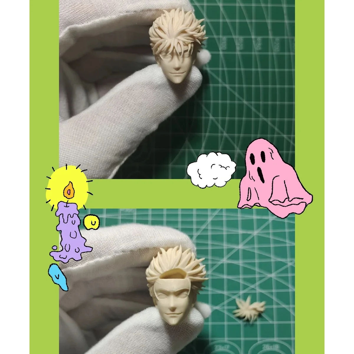 【Ongeverfd】 Schaal 1/12 Mannelijke Soldaat Gojo Satoru Rommelig Stekelig Kapsel Wit Hoofd Carving Voor 6'' Action Figure Romankey Shf