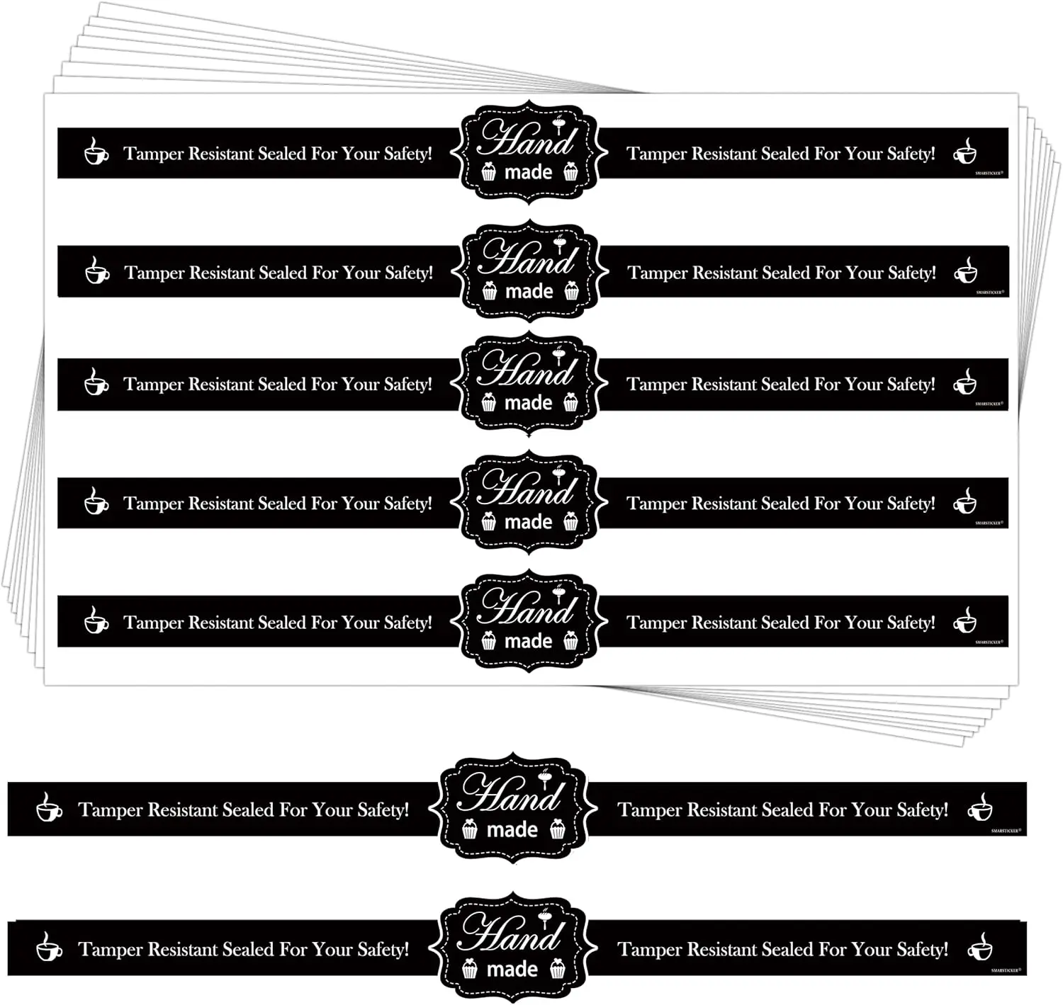 

Black Food Retail Package Seal Stickers 9x1 Inch Safe Secure Tamper Evident Lids Stickers Tampers Proof 200 Pcs