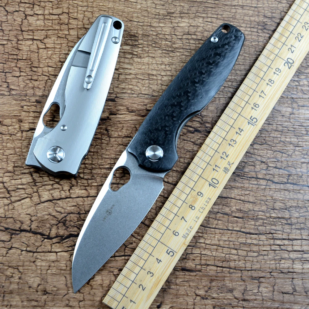 

Складной карманный нож TWOSUN M390 с титановой рукоятью из углеродного волокна для охоты и активного отдыха TS129