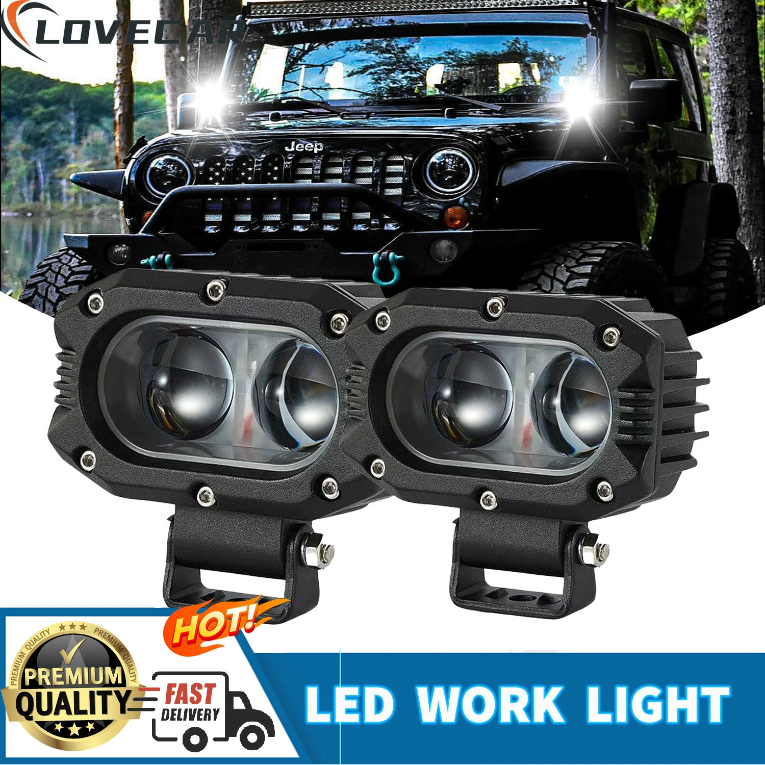 

4 Inch Fog LED Work Spot Light Motorcycle Spotlights Motorcycle Spot Flood Beam 12V 24V Driving Fog Lamp Automotive Accessories