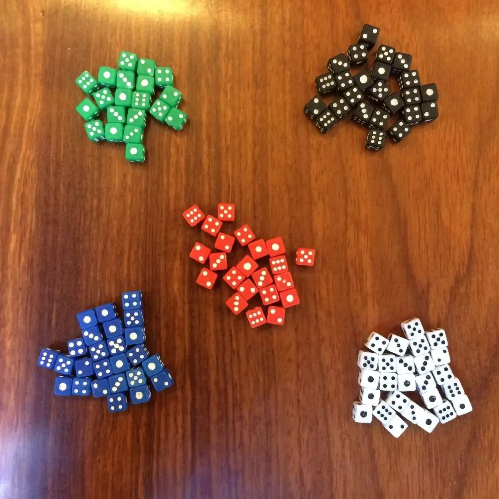 

Игровые кости 5 мм, мини-кубики, акриловые, 5 цветов, 5 мм, пластиковые кубики, микро-кубики для игр