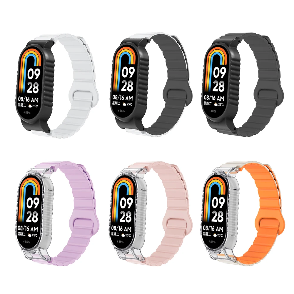 Quick Release Magnetic Band with Protective Case For Xiaomi Mi Band 9/9NFC Sweat-proof Soft Silicone Sport Smart Watch Strap
