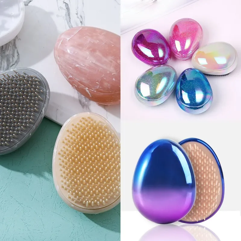 Kids Straight Hair Brush Anti-knotting Hair Smoothing Combs Marbling Egg Glitter Anti Static Massage Hairbrush Tangle Hair Care