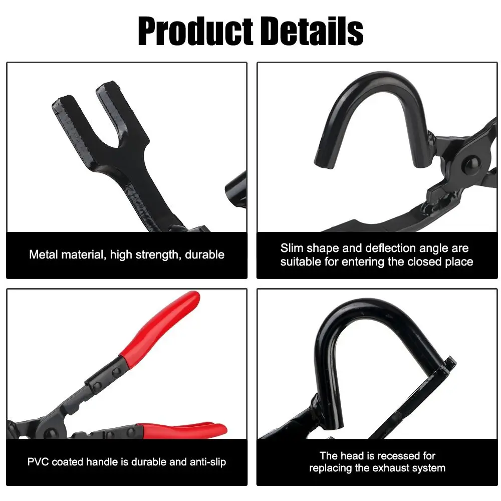

Car Exhaust Pipe Rubber Pliers Install Disassembly Puller Garage Tools Pad Gasket Removal Tools Portable Exhaust Hanger