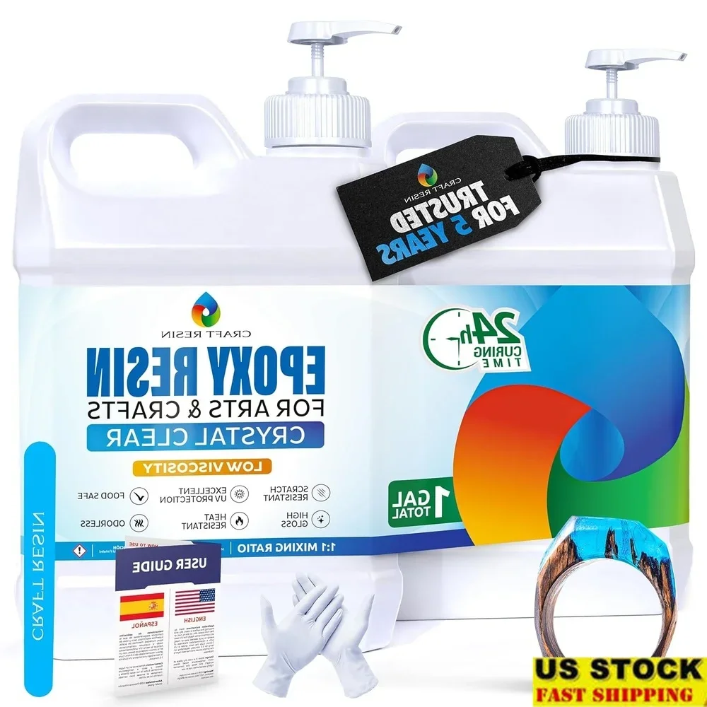 

Crystal Clear Epoxy Resin Kit 1 Gallon UV Resistant Fast Curing DIY Art Jewelry Coasters Mold Making