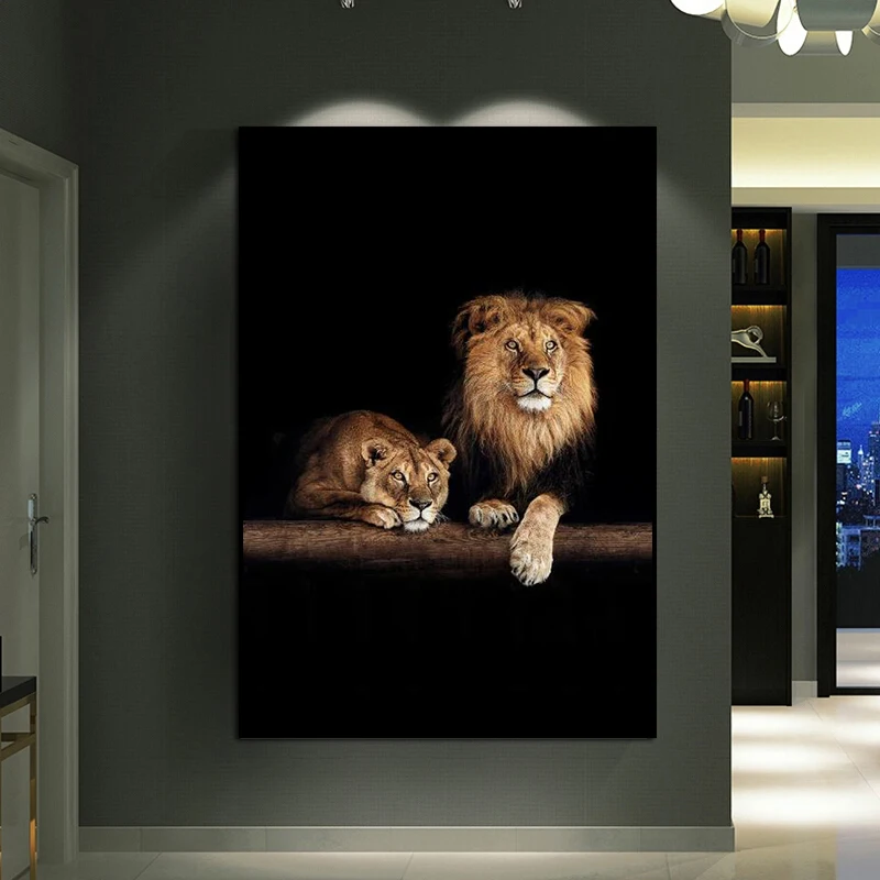 

African Wild Lion Posters and Prints Black and White Animal Canvas Painting Wall Art for Living Room Home Decoration Cuadros