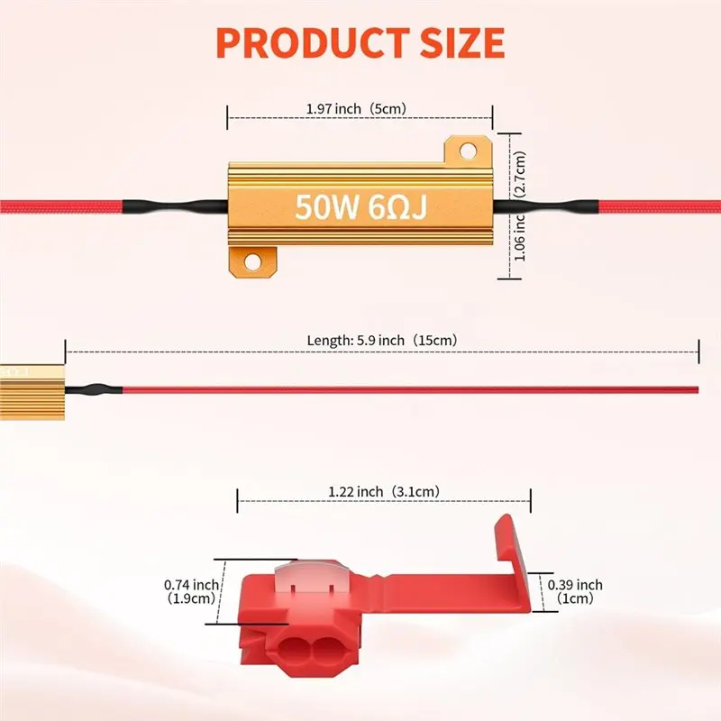 ABUG-Untuk Perlengkapan Lampu Sein LED-4 Buah Kit Resistor Beban 50W 6Ohm Untuk Memperbaiki Lampu LED Berkedip