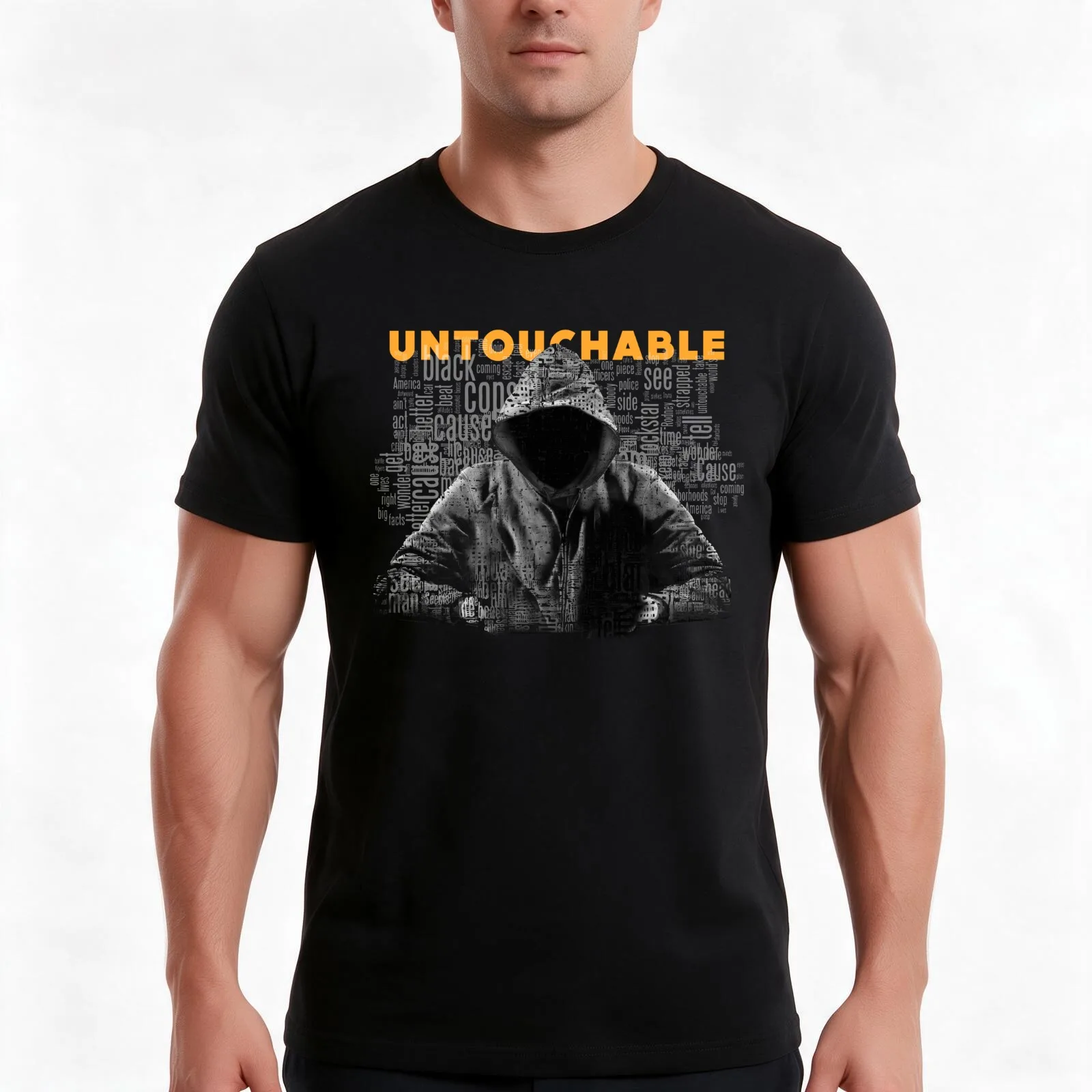 Untouchable, T-Shirt, Summer Casual Cotton Tee, Oversized Streetwear Tops, Vintage Graphic Print, Loose Fit Short Sleeve