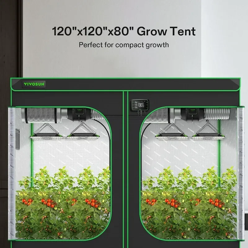 VIVOSUN Grow tent, highly reflective polyester film with viewing window and floor tray, suitable for indoor hydroponic plants