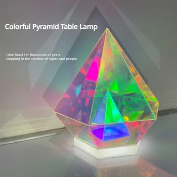 Colorful Pyramid Table Lamp Creative Outdoor Camping Bar Restaurant Desktop Decoration Atmosphere Night Light Bedside Decorate
