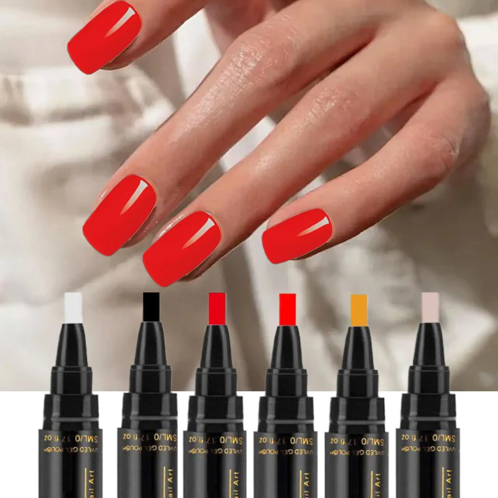 Nail Pen 6Piece Nail Varnish Pens Quick-Dry Long-Lasting Graffiti Painting Brush for Manicure Salon Pedicure Home Beginners