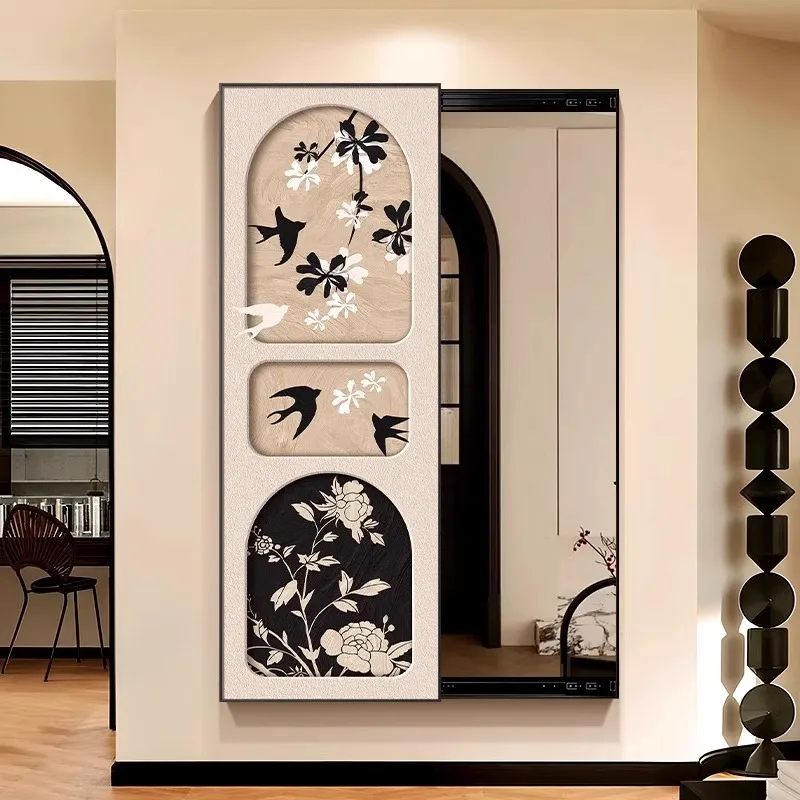 Medieval style invisible fitting mirror mural 2024 new hidden mirror French retro high-end push-pull full-length mirror