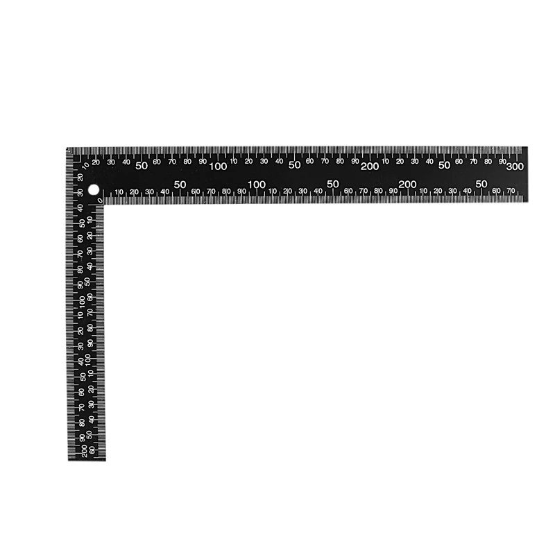 Teacher 0-30Cm 0-20Cm Measuring Range L Shaped Design Square Ruler Black