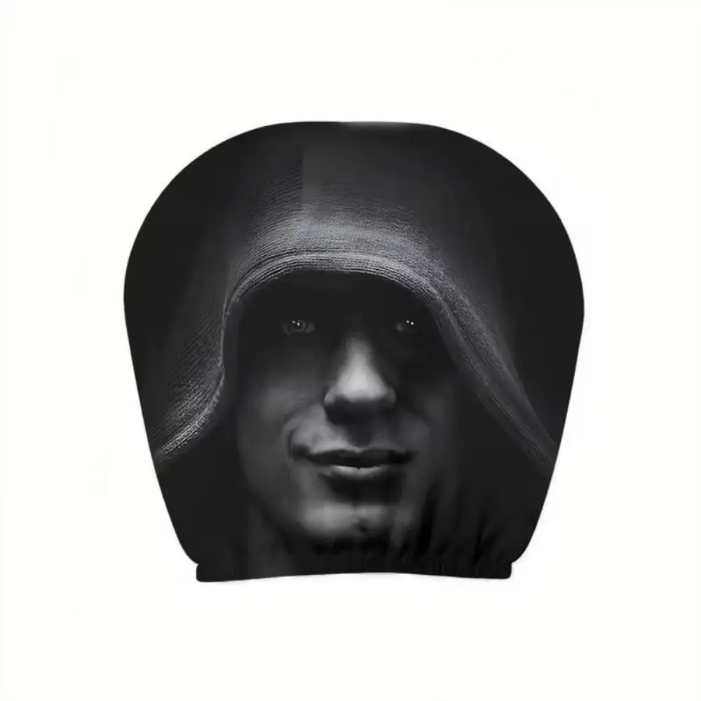 2Pcs Mystery Portrait Print Car Headrest Covers Elastic Black Car Headrest Protective Cover Universal Car Decor
