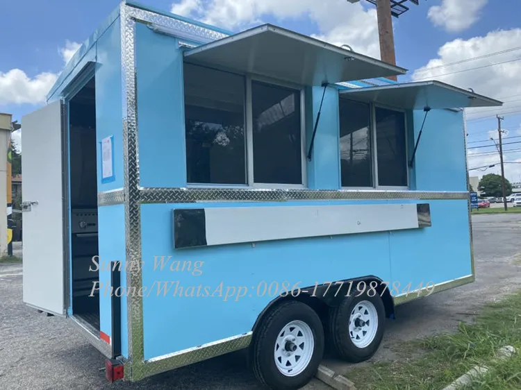 Hot Dog Hand Push Carts/ Food Truck Mobile Food Van/Ice Cream Fast Bbq Food Cart With Fully Kitchen Equipment