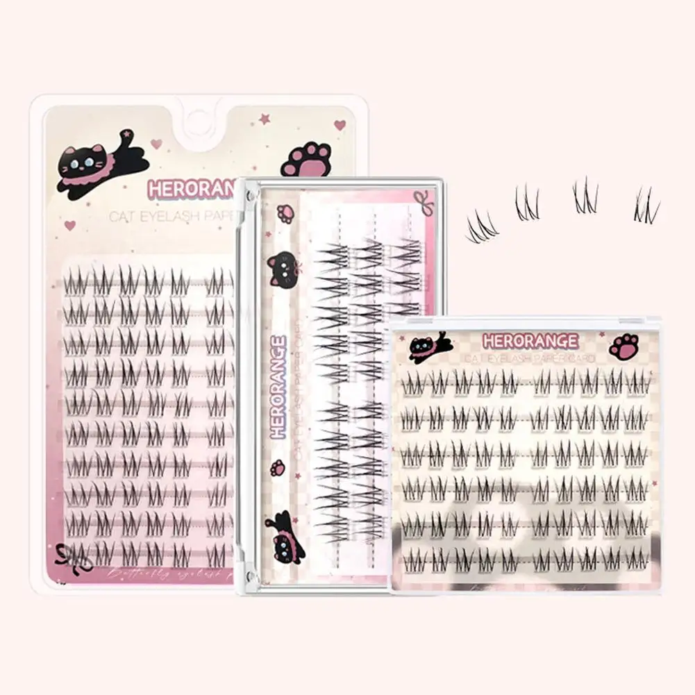 Kleberfreie selbstklebende falsche Wimpern Y2k segmentierte Füchse Wimpernverlängerung flauschige einzelne Cluster falsche Wimpern Make-up-Tool