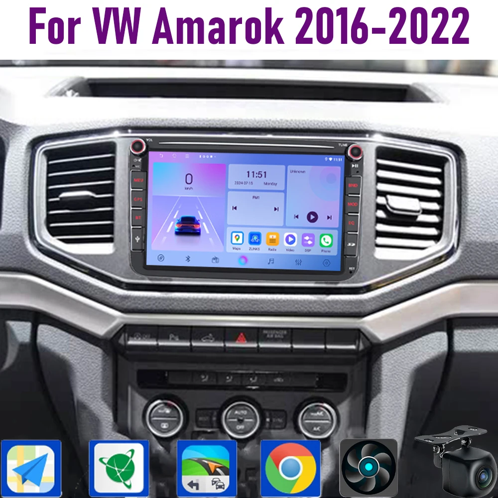 

GPS 8" For VW Amarok 2016-2023 Wireless CarPlay Android 15 Car Radio WIFI Multimedia Player Head Unit Google Map Camera 4GB+64GB