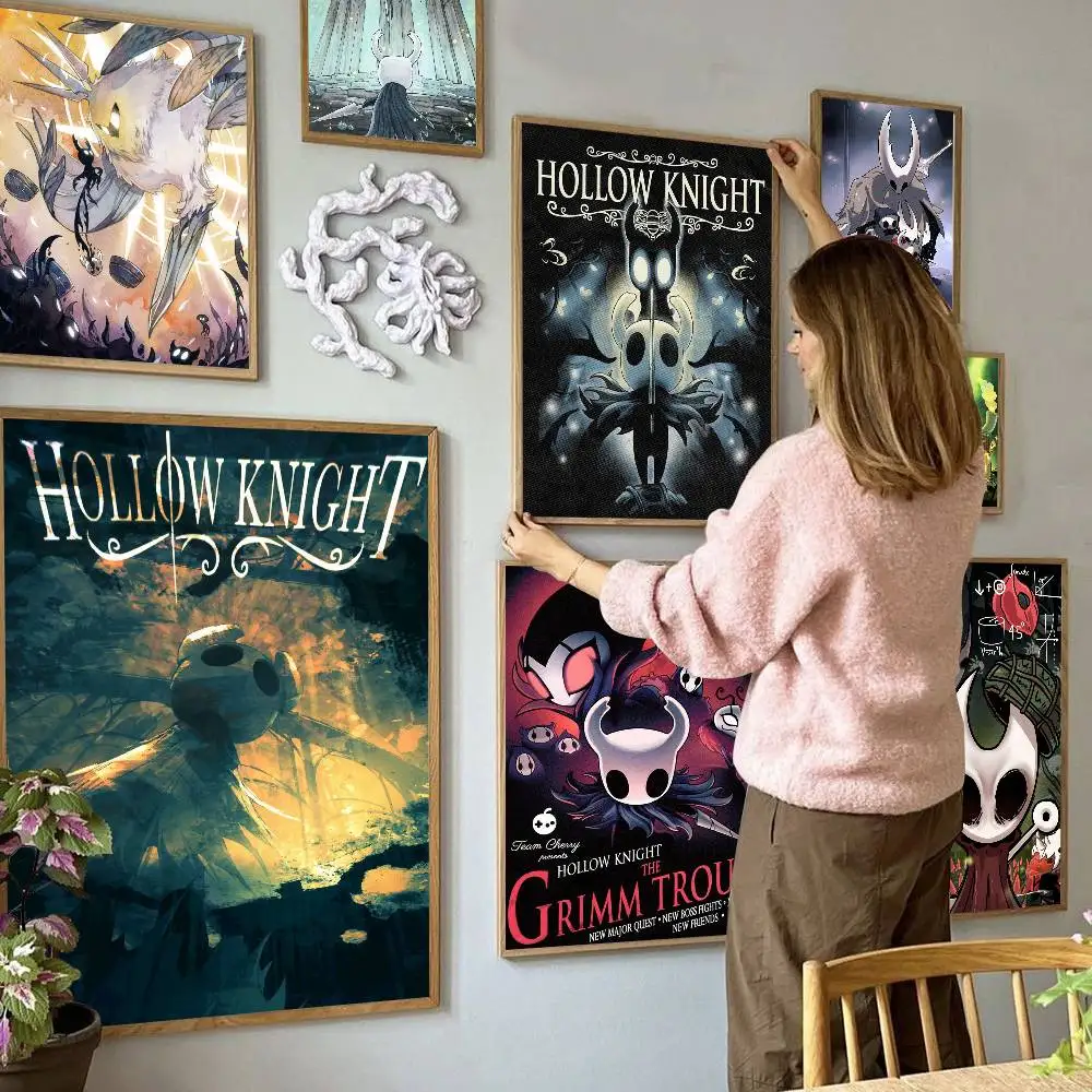 Video Game H-Hollow K-Knight S-Silksong DIY Sticky Poster Vintage Room Bar Cafe Decor Home Decor