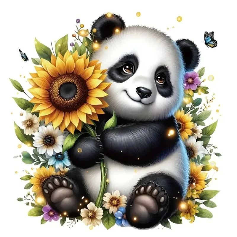 PVC Easy Install' Adorable Panda & Sunflower Bathroom Wall Decal - Easy Peel & Stick, Removable Pvc Sticker For Toilet Decor