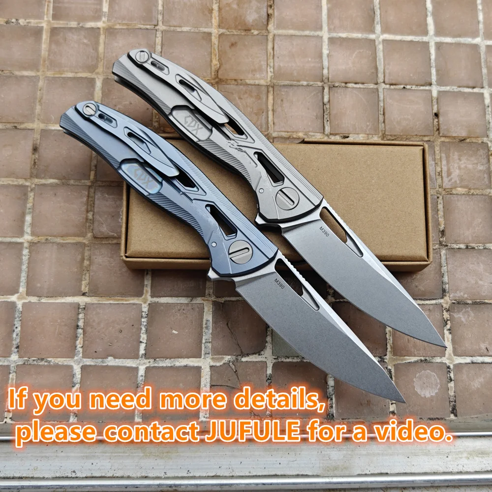 

JUFULE New Bear CDX F7 Ceramic Bearing Titanium Handle Mark M390 Logo Blade Camping EDC Tool Kitchen Hike Dinner Utility Knife
