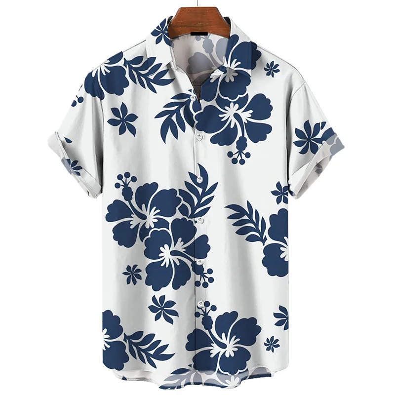 Camisas hawaianas de manga corta con estampado 3D de plantas, blusa de gran tamaño con estampado de flores, tendencia de verano