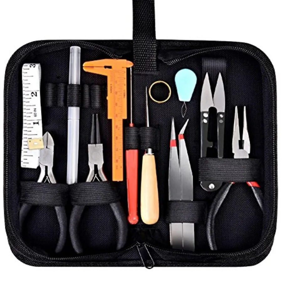9Pcs Jewelry Making Tools Kit with Zipper Storage Case for Crafting and Repair