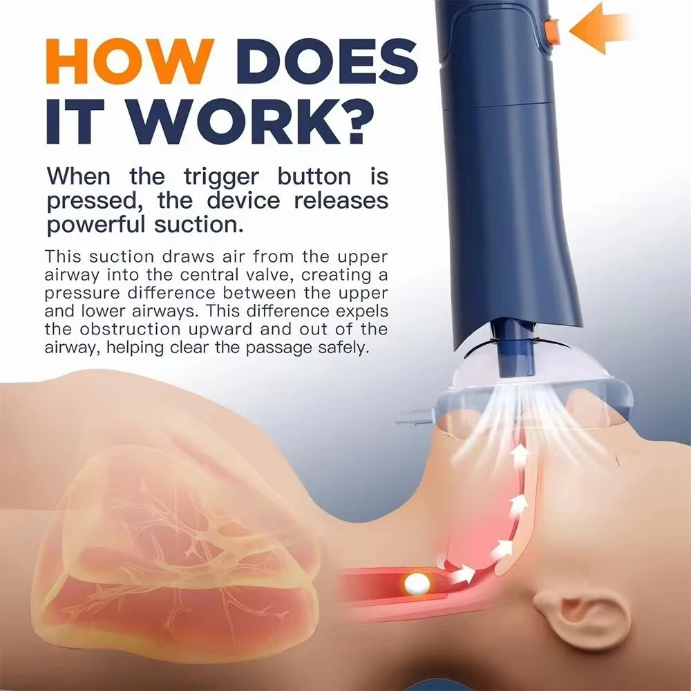 جهاز إنقاذ مضاد للاختناق للإسعافات الأولية أوتوماتيكيًا للبالغين والأطفال جهاز الاختناق المنزلي آلة مصاصة الطوارئ CPR مع 3 أقنعة #5